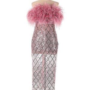 Bronx and Banco Coco x Afiya Pink Feather Sequin Dress